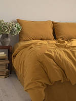 Комплект постельного белья из вареного хлопка двуспальный евро размер Limasso Mustard standart