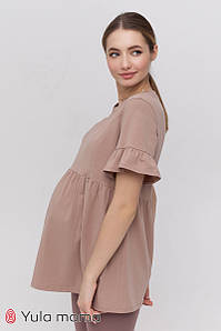 Жіночна туніка для вагітних і годуючих вільна блуза ТМ Юла Мама MISTY TN-21.022 капучіно