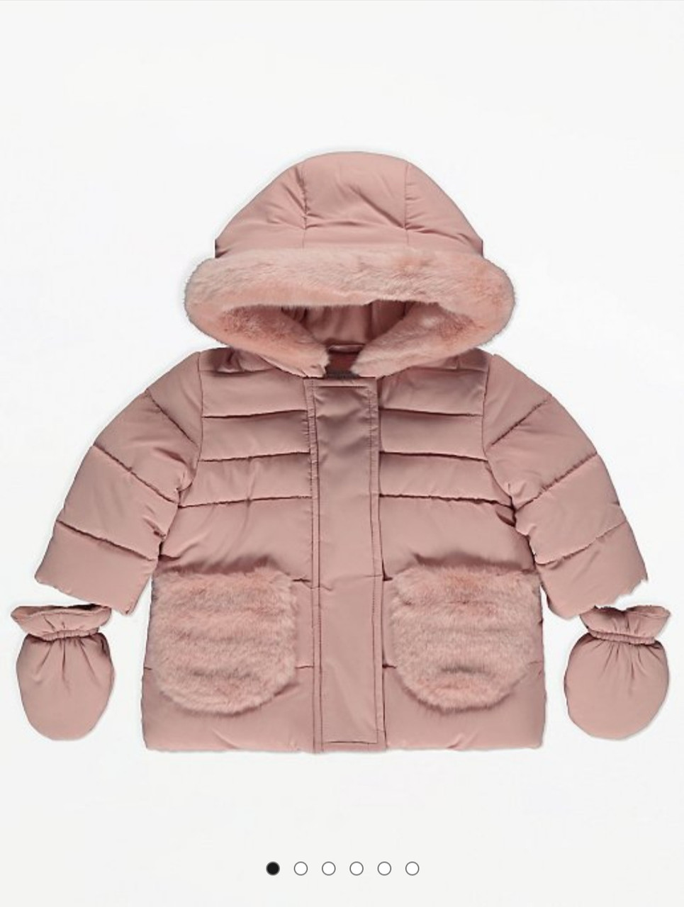 Куртка рожева з підкладкою з штучного хутра і рукавиці George р.68см (3-6мес), фото 1