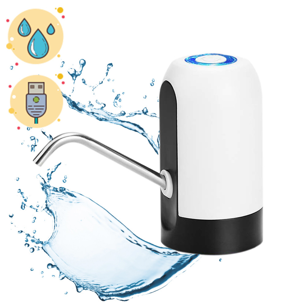 Електрична помпа дозатор для води з акумулятором Pump Dispenser Біла Насадка диспенсер на пляшку кулер