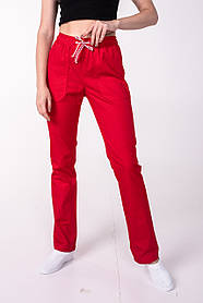 Медичні жіночі прямі штани Червоні