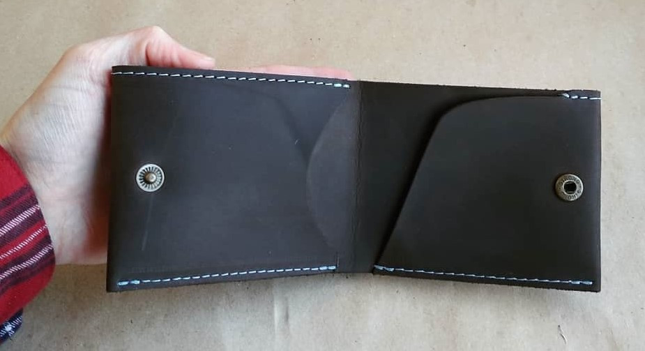Шкіряний гаманець "BOZ" ручної роботи, натуральна шкіра, на кнопці+гравіювання - фото 4 - id-p453536788