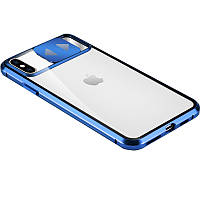 Чехол Camshield 360 Metall+Glass со шторкой для камеры iPhone Xr (6.1") Blue