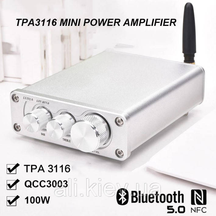 Підсилювач звуку TPA 3116 2х50 Вт, Bluetooth 5.0 темброблок, у корпусі Lusya LSY BT-5.0