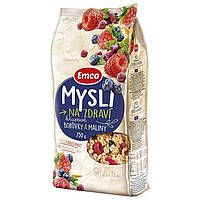 Мюслі хрусткі Emco Musli crunhy Blueberries and Raspberries 750 г ( Чехія) з малиною й лохою