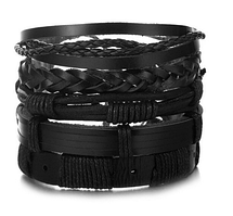 Шкіряний чоловічий браслет з якорем