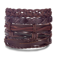 Шкіряний чоловічий браслет з якорем