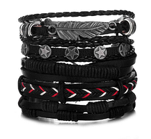 Широкий чоловічий шкіряний браслет