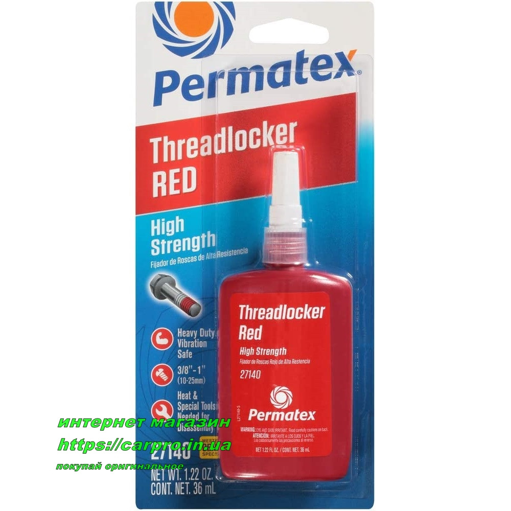 Фіксатор різьби Permatex threadlocker red high strength 27140 високої міцності червоний