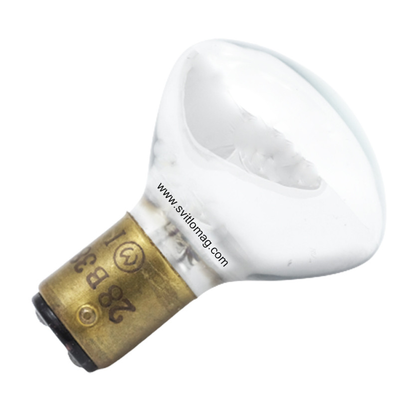 Лампа розжарювання літакна дзеркальна СМЗ 28-38+38 B15d/18, фото 1