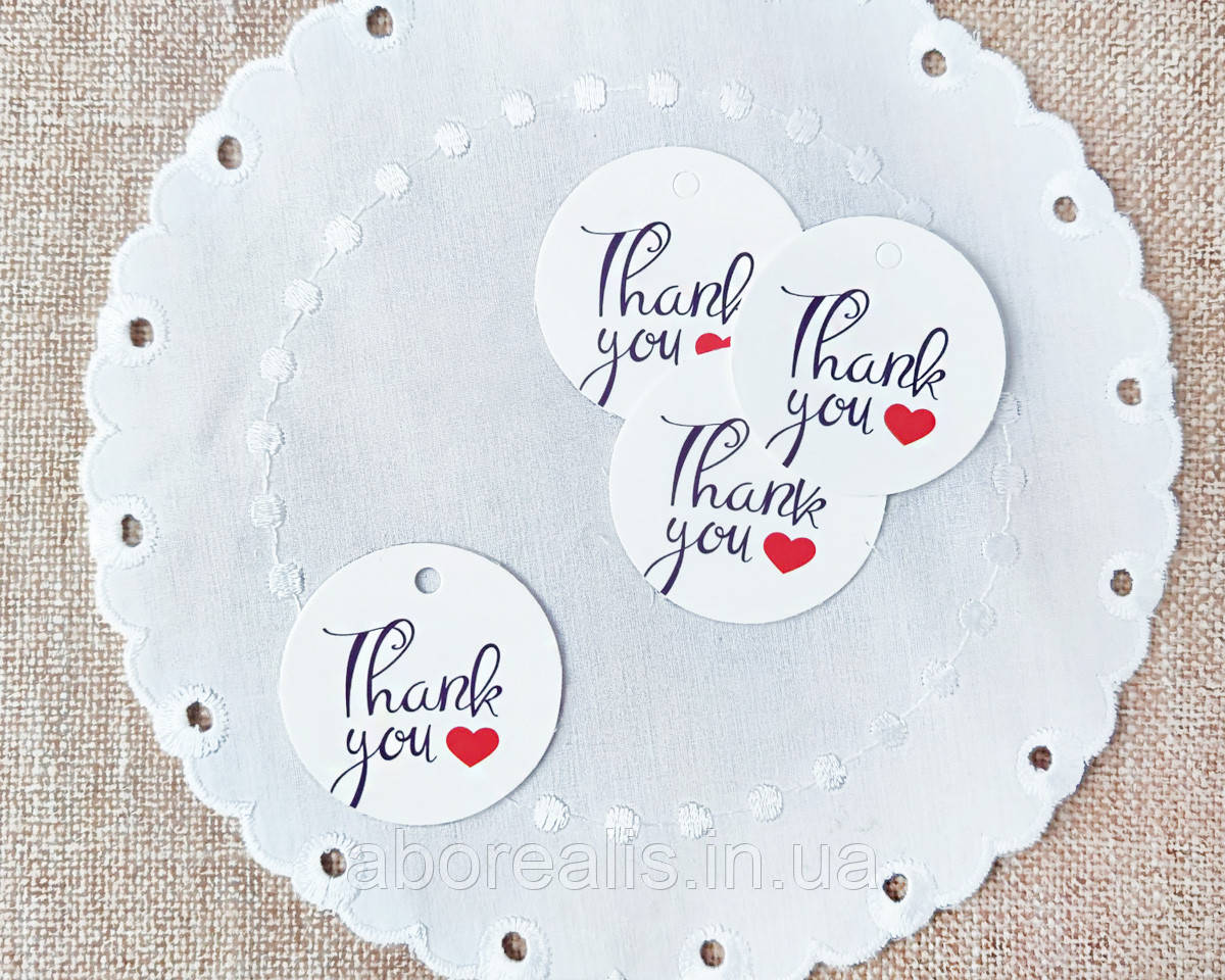 Бирка декоративна "Thank you". 1 шт, фото 1