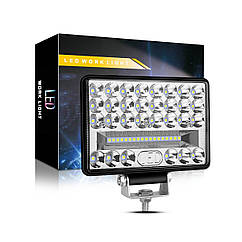 Фара LED прямокутна 144W 6000K (48 діодів) (15см х 11см х 3см) (ближній + дальній) ПОЛЕГШЕНИЙ КОРПУС!