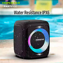 Бездротова Bluetooth колонка Hopestar Party 100 50Вт з вологозахистом IPX7 бездротовим мікрофоном чорний, фото 6