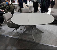 Стіл Caezar T-7479 сірий скляний Light grey satin 1200х1200 (+400)х760 мм, фото 7