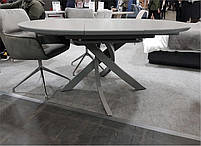 Стіл Caezar T-7479 сірий скляний Light grey satin 1200х1200 (+400)х760 мм, фото 10