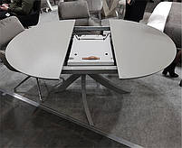 Стіл Caezar T-7479 сірий скляний Light grey satin 1200х1200 (+400)х760 мм, фото 6