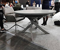 Стіл Caezar T-7479 сірий скляний Light grey satin 1200х1200 (+400)х760 мм, фото 9