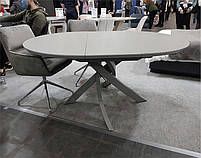 Стіл Caezar T-7479 сірий скляний Light grey satin 1200х1200 (+400)х760 мм, фото 4