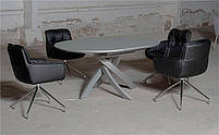 Стіл Caezar T-7479 сірий скляний Light grey satin 1200х1200 (+400)х760 мм, фото 3