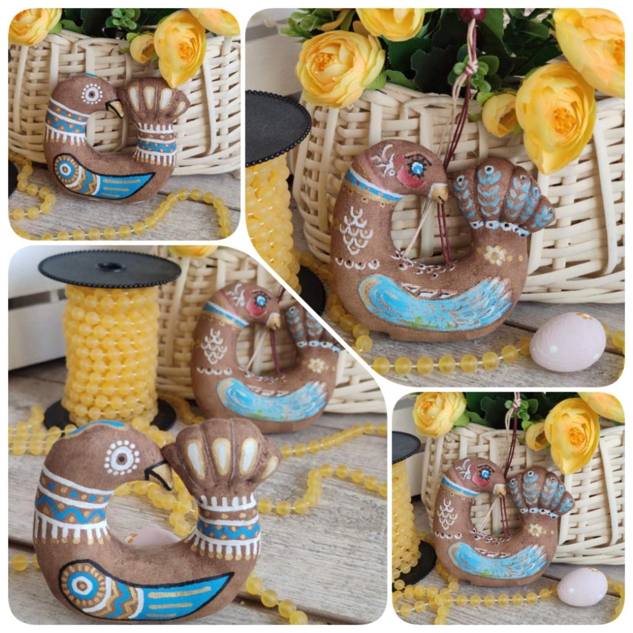 Пташки великодні кава, h 9-10 см, 75 грн, великодній декор, фото 1