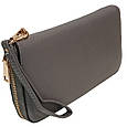Клатч-гаманець жіночий з тисненням Темно-сірий (GSK6), фото 4