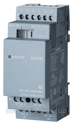 6ED1055-1HB00-0BA2 LOGO! DM8 24R Дискретний модуль розширення 24 VDC, реле, 4 DI / 4 DO для LOGO! 8