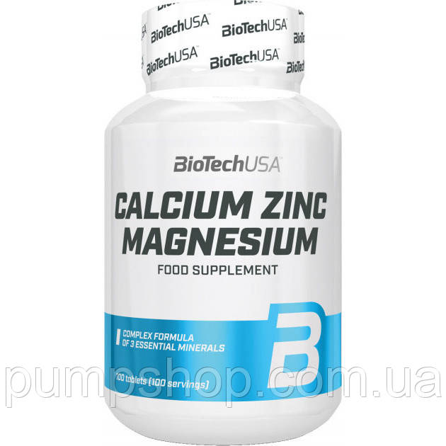 Кальцій + махагній + цинк Biotech USA Calcium Zinc Magnezium 100 таб.