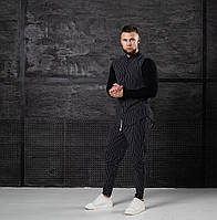 Мужской КОМПЛЕКТ Asos черная полосатая хлопковая рубашка и брюки черного цвета (черные) в полоску Турция