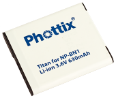 Аналог Sony NP-BN1 (Phottix Titan Premium). Аккумулятор для Sony TX7, TX9, W310, W330, W350, W370, W380, W390