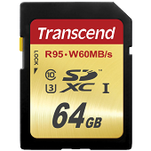 Transcend Ultimate SDXC Class 10, UHS Class 3 Memory Card 64Gb (TS64GSDU3)