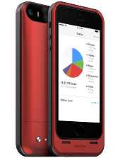 Акумуляторний чохол із додатковою пам'яттю Mophie Space Pack для iPhone 5/5S на 1700 mAh [16 Гб, Червоний]