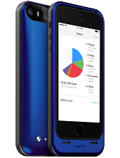Акумуляторний чохол із додатковою пам'яттю Mophie Space Pack для iPhone 5/5S на 1700 mAh [16 Гб, Синій
