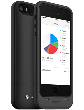 Акумуляторний чохол із додатковою пам'яттю Mophie Space Pack для iPhone 5/5S на 1700 mAh [16 Гб, Чорний]