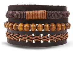 Широкий чоловічий шкіряний браслет