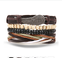 Широкий чоловічий шкіряний браслет