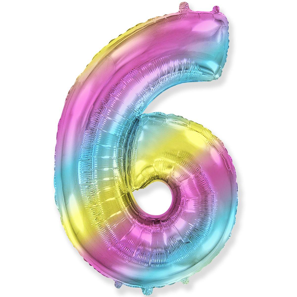 Цифра райдужна метрова з грузиком " 6 "