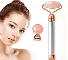 Ролик-масажер для обличчя проти батарейок, 2 насадки, Flawless Facial Roller/Ролер для обличчя/Роликовий масажер, фото 4