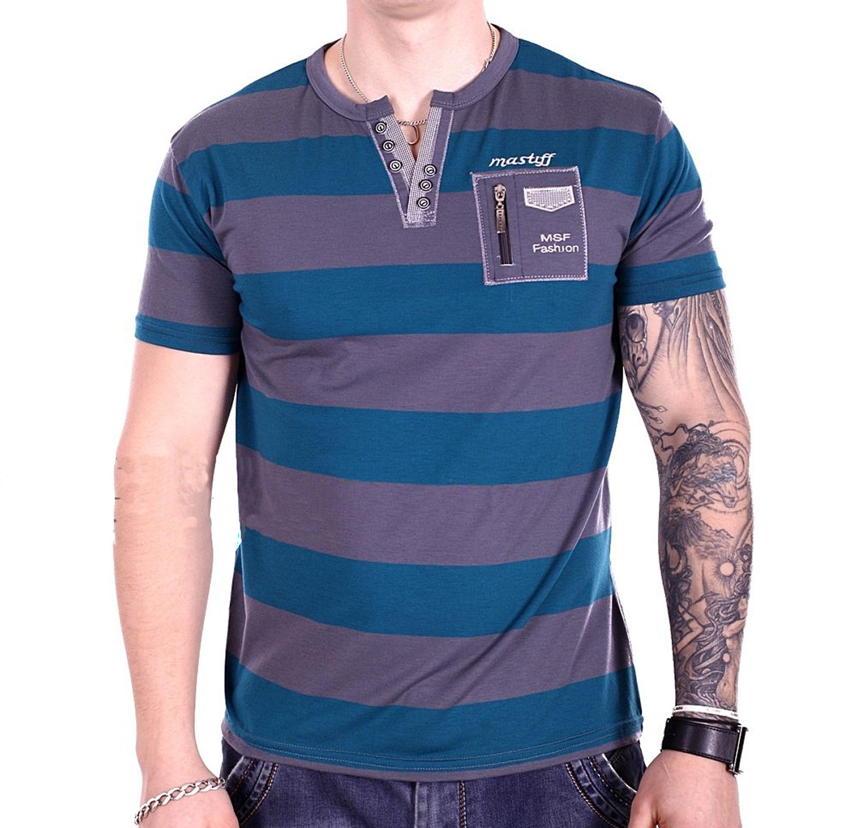 Футболка Mastiff у смужку виробництво Туреччина f1718/1 Різнобарвна M