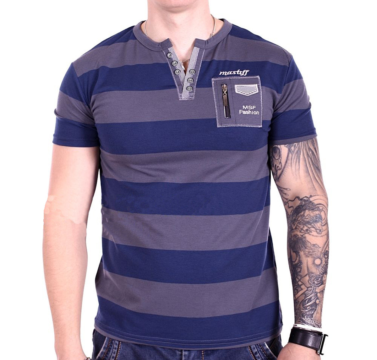 Футболка Mastiff у смужку виробництво Туреччина f1718/3 Різнобарвна L