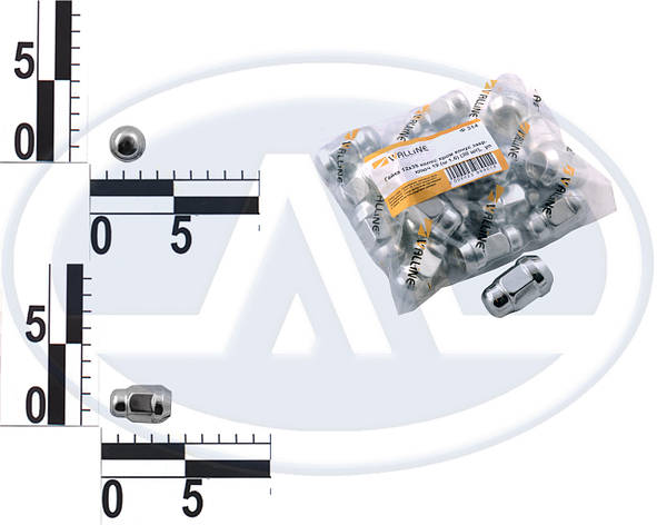Гайка М12х1,5x35 колеса хром. конус закр. ключ 19 (20 шт.) п/е уп., фото 1