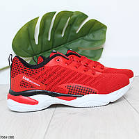 Кроссовки мужские красные тканевые, стильная спортивная обувь, Размер 44