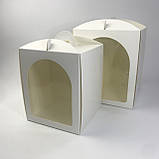 Коробка для міні-торта, паски, пряникового будиночка, 210*210*250 мм, з ручками і вікном, біла (Торт до Ø20 см), фото 5