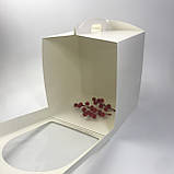 Коробка для міні-торта, паски, пряникового будиночка, 210*210*250 мм, з ручками і вікном, біла (Торт до Ø20 см), фото 4