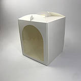 Коробка для міні-торта, паски, пряникового будиночка, 210*210*250 мм, з ручками і вікном, біла (Торт до Ø20 см), фото 3