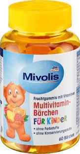 Жувальні мульти вітаміни для дітей Mivolis Multivitamin-Bärchen für Kinder, 60 шт.