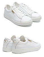 Мужские кожаные кроссовки Puma (Пума) Smash White Pearl, мужские туфли белые, кеды повседневные. Мужская обувь