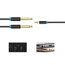 Кабель Audio 6.35мм-3.5мм Vention 2хF/F PVC Shell gold-plated 2m Black (BACBH), фото 3