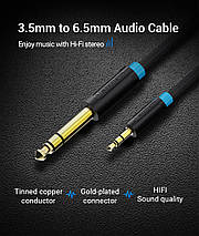 Кабель Audio 6.35 мм-3.5мм Vention F/F PVC Shell gold-plated 1 m Black (BABBF), фото 3