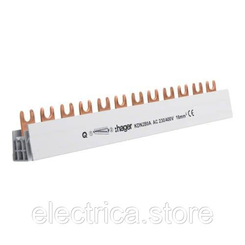 Шина фазна вилкова 2 полюси 16мм² 12 модулів KDN280A, фото 1