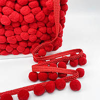 Тасьма з помпонами 20 мм червона, фото 2